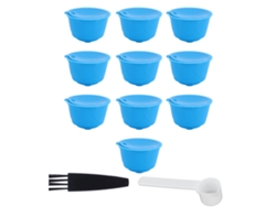 Kit de cápsulas reutilizables de café Dolce Gusto con filtro, cuchara y cepillo (10 cápsulas azules, 1 cuchara, 1 cepillo)