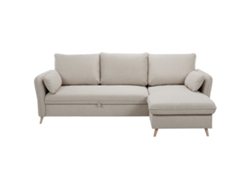 Sofá Cama Con Chaise Longue 3-4 Plazas Con Canapé de Tela Beige Y Madera Clara Driss MILIBOO