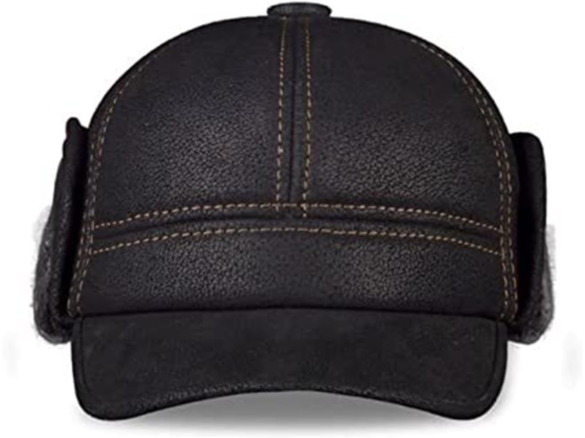Gorra de béisbol de cuero para hombre Véritable con orejas rizadas Fausse Fourrure Chaleur SFUSHOS
