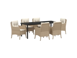 Maison Exclusive - Conjunto De Comedor De Jardín 7 Pcs Beige Ratán Sintético