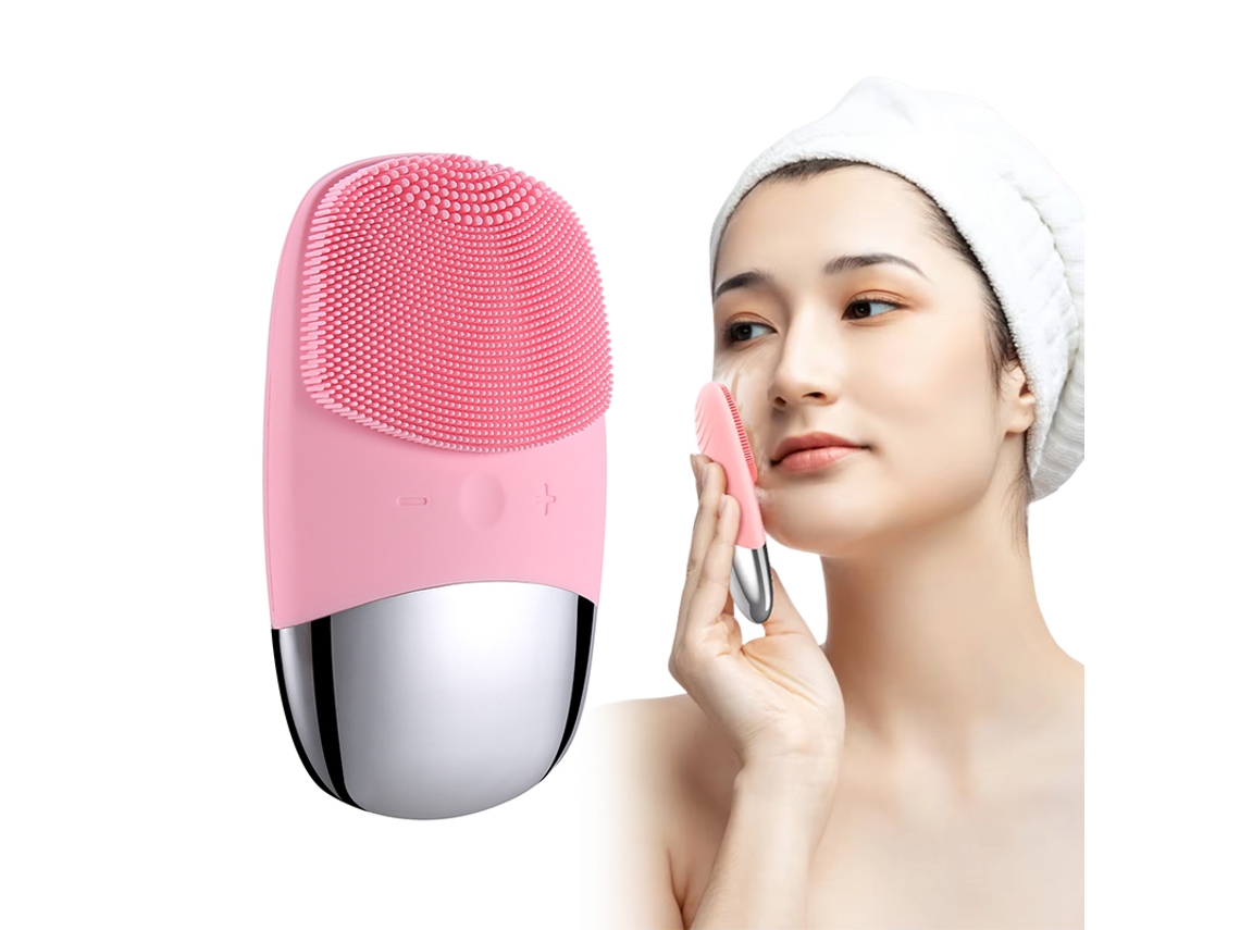Cepillo de limpieza facial eléctrico cuadrado con masaje facial ultrasónico Csyy (rosa)