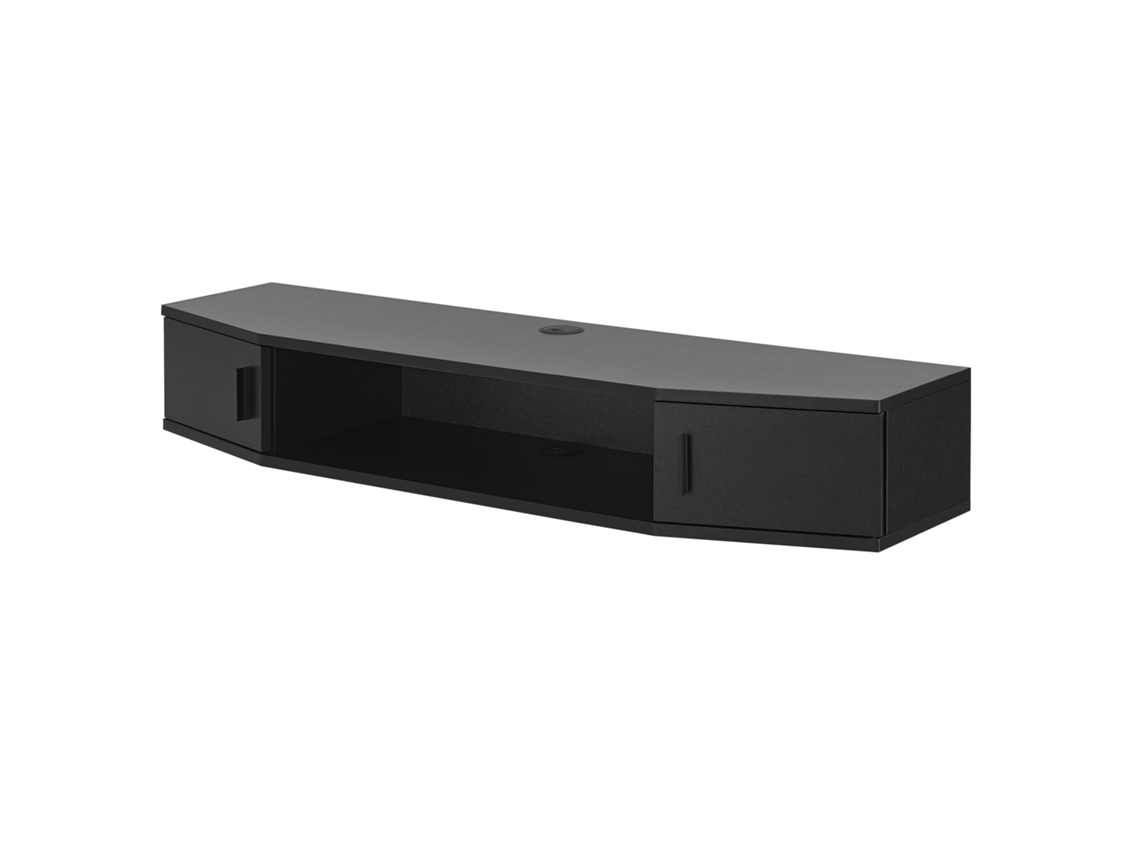 Estantería de pared para TV Tørring de 2 niveles y 2 puertas aglomerado 18 x 110 x 30 cm - Negro [EN.CASA]