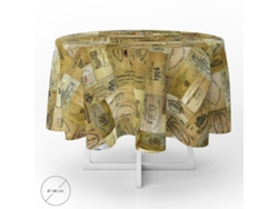 Mantel Hule Redondo Tablones Vino Impermeable Antimanchas PVC Ø 140 cm Uso Interior y Exterior ORYX