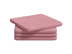 Cojines para asiento, 4 unidades, color rosa, 40 x 40 x 3 cm, terciopelo, HARLANV1