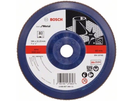 Disco de Lija BOSCH en Lamelas X571 - Best para Metal D= 180 mm; G= 80 - Recto