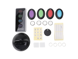 Localizador de llaves semi-cableado Primerox, alcance de 30 metros, 1 transmisor, 4 receptores, luz LED.