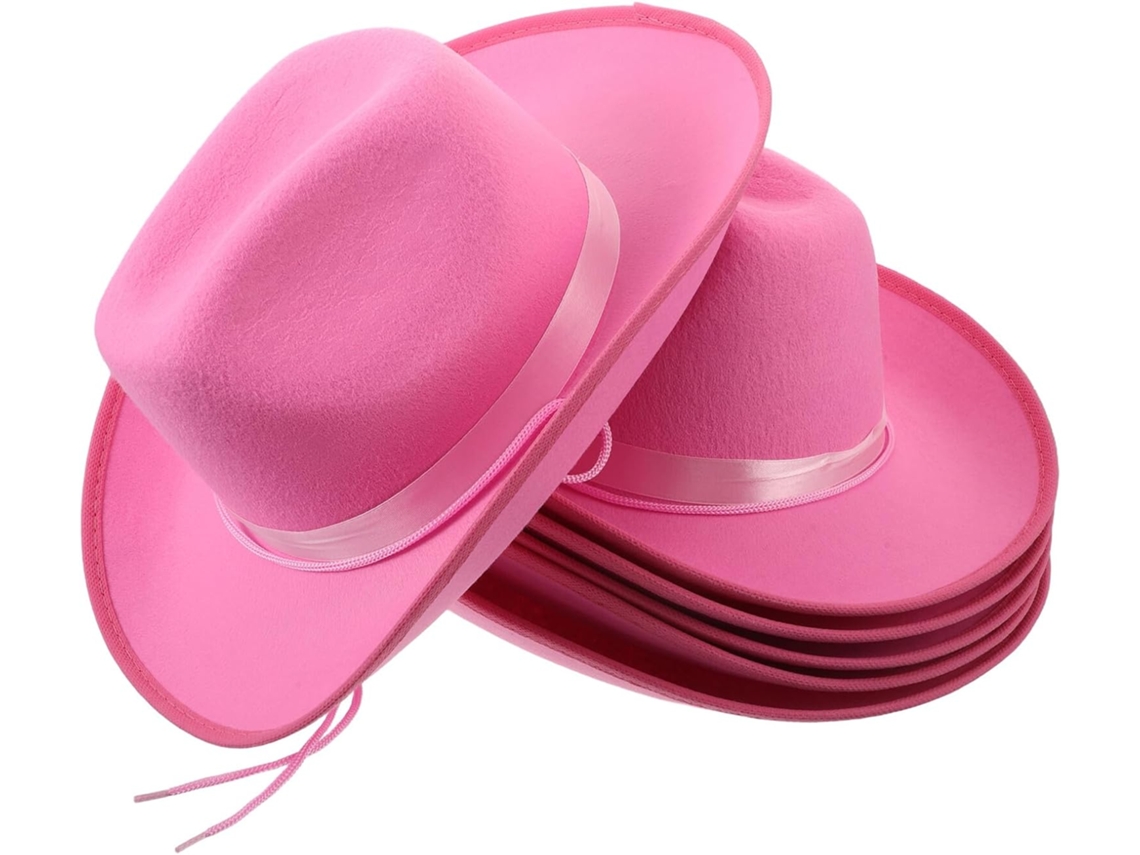 Conjunto De 6 Chapéus De Caubói Rosa Com Fita, Acessórios Para Festa Country Para Meninos