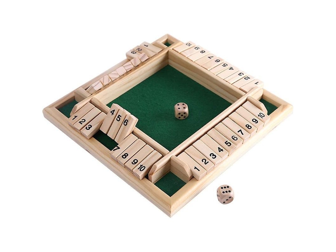 Juego De Mesa Clásico De Dados De Madera "shut The Box" Para 4 Jugadores - Lujoso