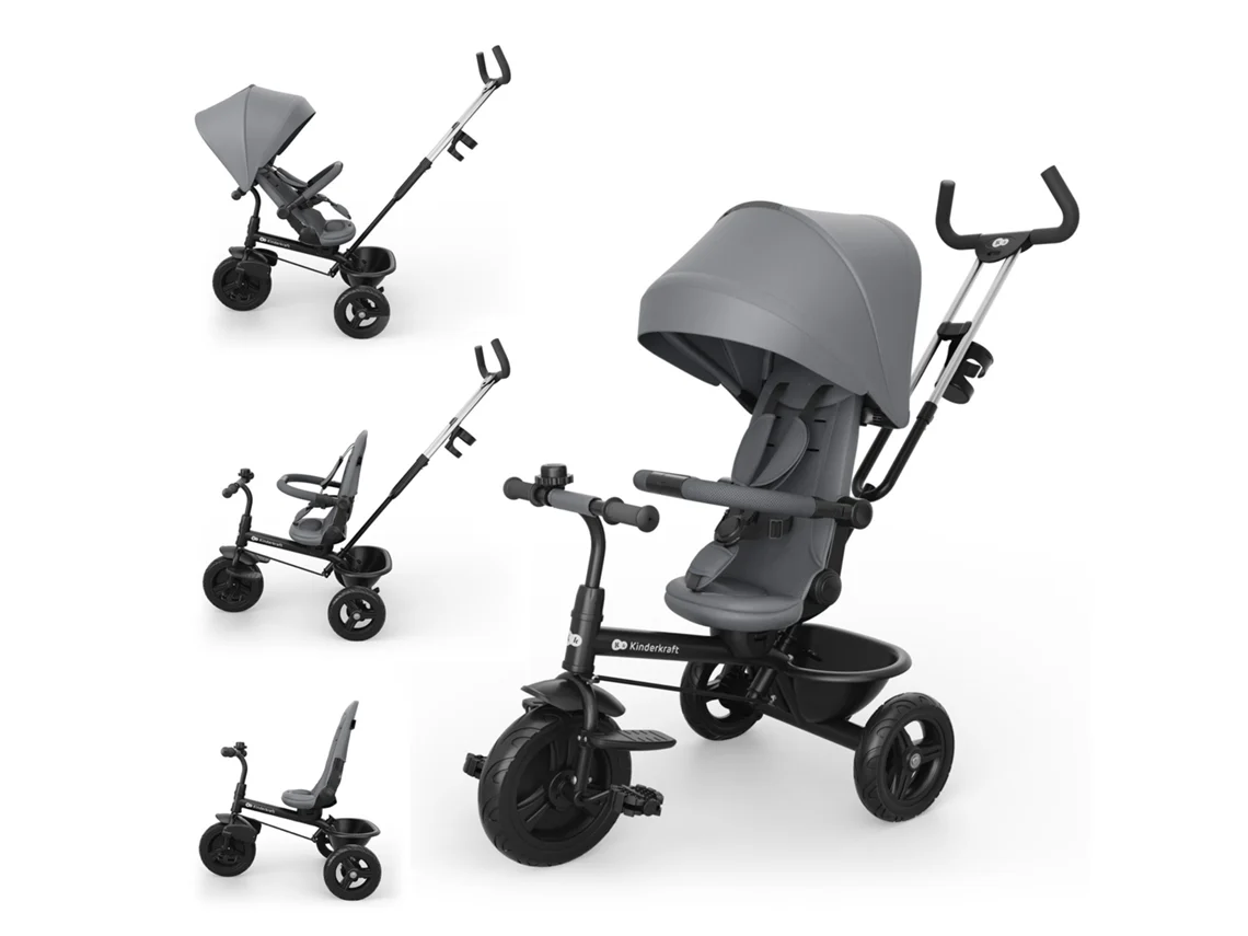 Triciclo 6 En 1 Kinderkraft Aston 2 Plus Gris