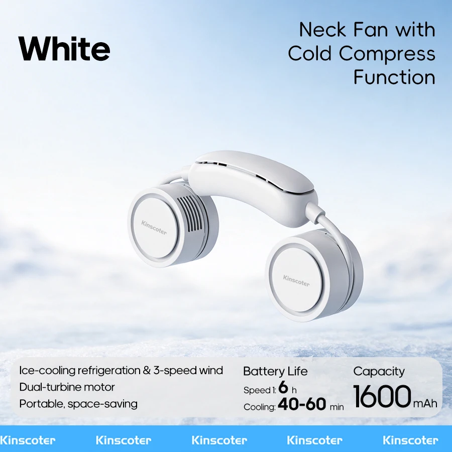 Ventilador De Cuello (blanco) Con Función De Refrigeración, Tres Velocidades De Viento, Adecuado Para El Hogar, Exteriores Y Viajes.
