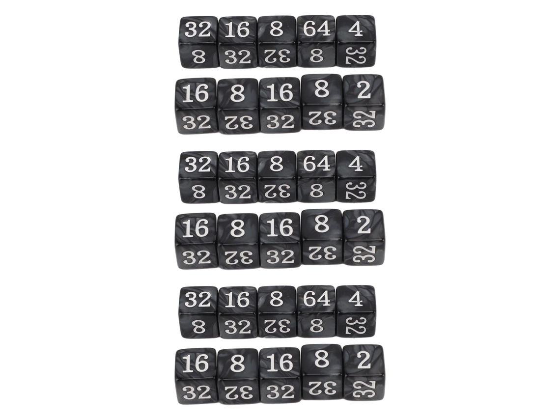 2026-30 Dados Numerados De 6 Caras Múltiplos De 2 Plásticos Ligeros Portátiles Para Enseñanza Juegos De Mesa Negro