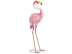 Estatua de flamenco rosa para jardín, escultura de pájaro de metal, 28x19x83 cm, roja. PMM CAPITALI