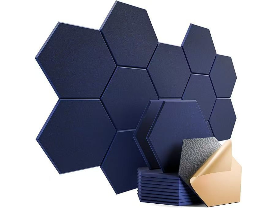 Paneles Acústicos De Pared De Alta Densidad, Autoadhesivos, Para Absorber El Ruido Y Eliminar Los Ecos (12 Unidades, Azul Oscuro/30x26 Cm) Gertiz