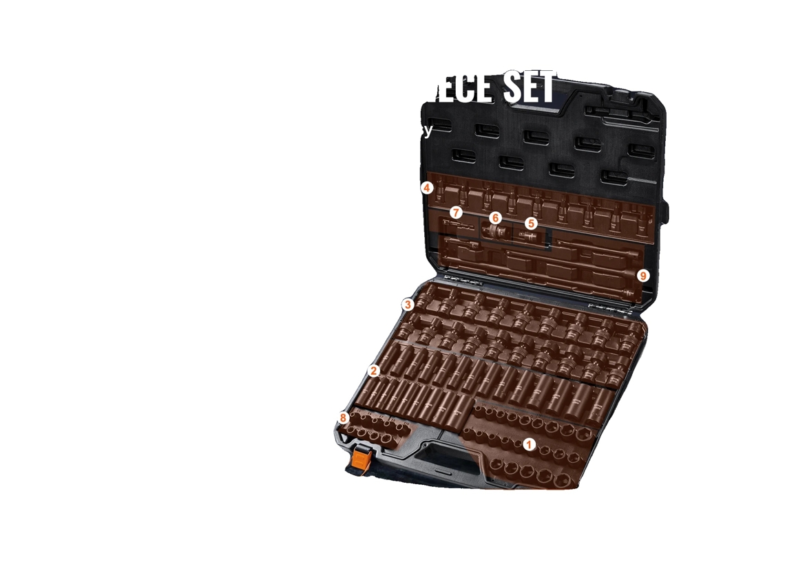 Juego de vasos de impacto, acero Cr-V Cr-Mo, kit completo de 90 piezas, Cr-Mo 90 piezas