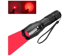 Linterna LED de luz roja, linterna de caza táctica roja, antorchas de señal con zoom, negro YIZHOOD
