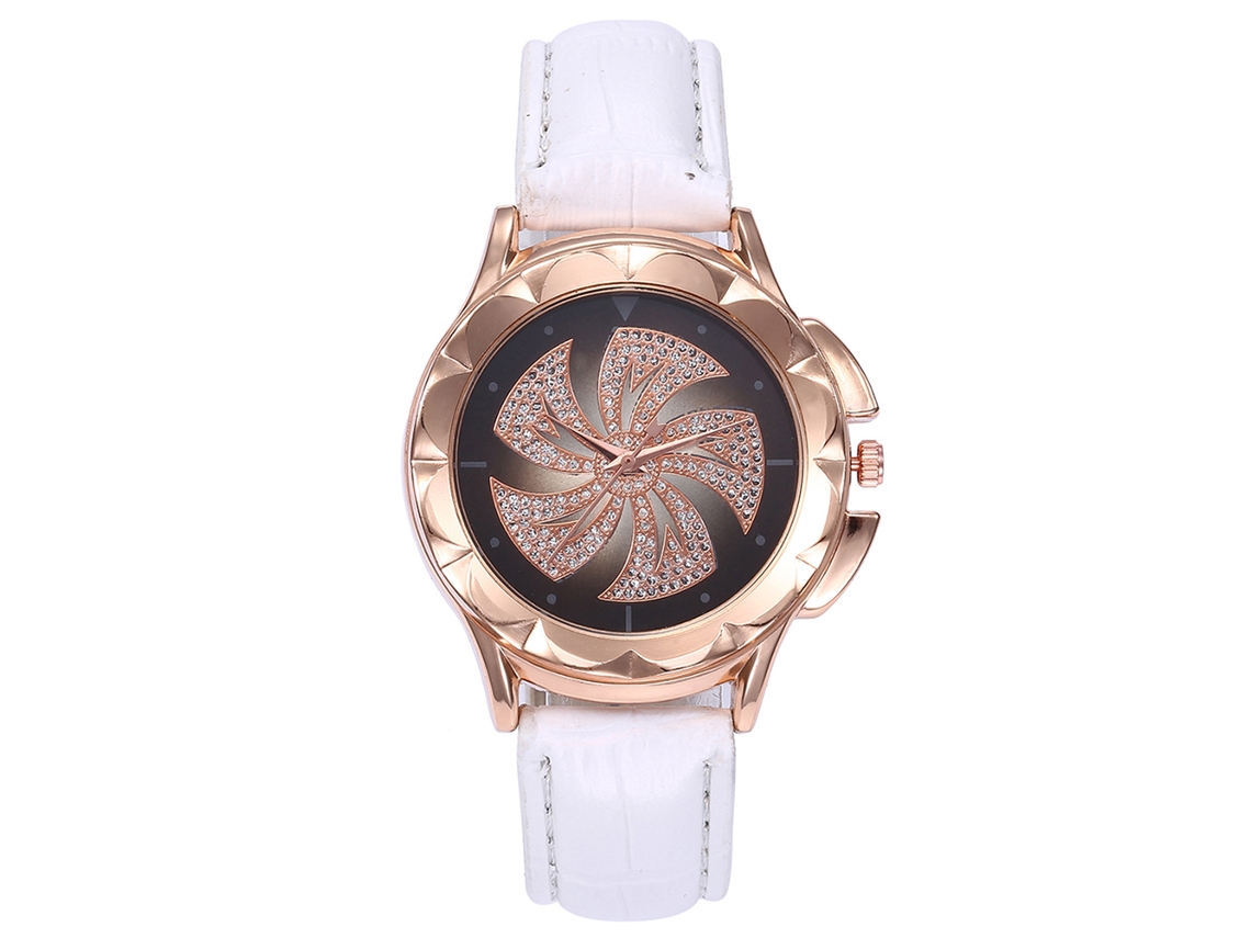 Reloj De Mujer Vansvar De Piel Sintética Con Piedras Brillantes - Estilo De Moda