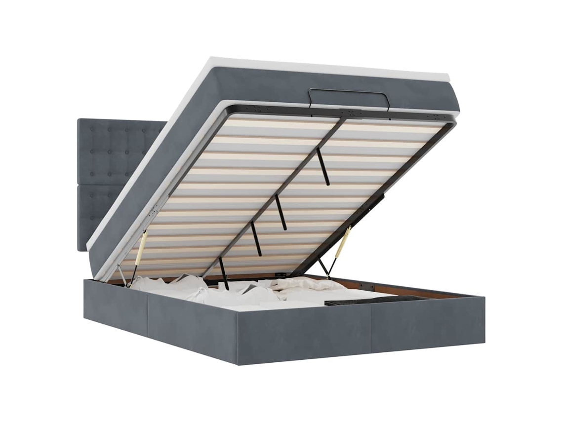 Maison Exclusive - Estructura Cama Otomana Colchones Terciopelo Gris Oscuro