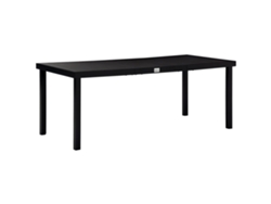 VPMKP - Mesa comedor jardín Outsunny 8 personas, aluminio, 190x90x74 cm, negra.