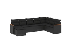 Maison Exclusive - Set De Sofás De Jardín 8 Piezas Y Cojines Ratán Sintético Negro