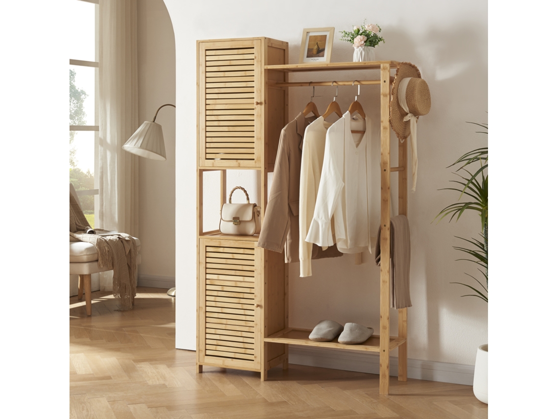 Perchero Burro Oldsum con armario y zapatero bambú 164 x 99 x 29 cm - Color natural [EN.CASA]