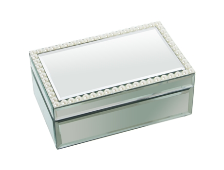 Joyero DRW Espejo Y Bolas Blancas (21 x 13 x 9 cm)