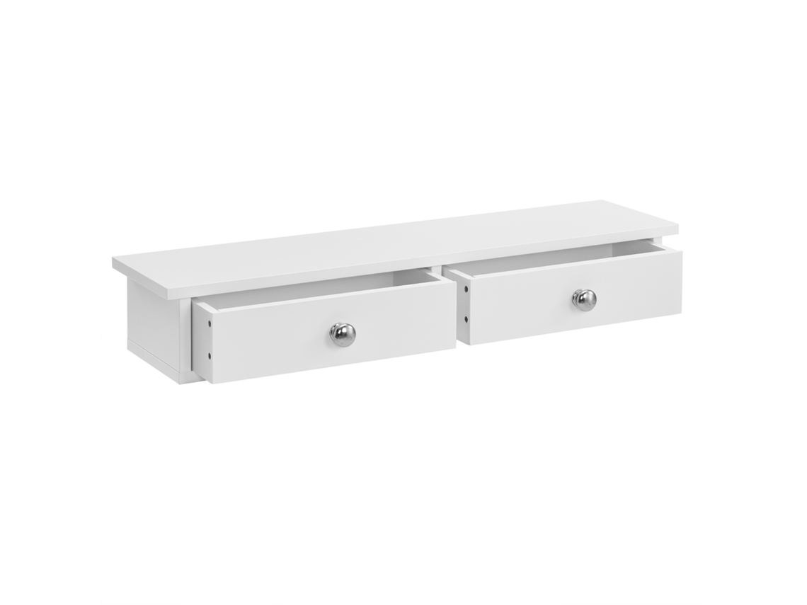 Estantería de pared Geeste con cajón MDF 10x60x15 cm – Blanco [EN.CASA]