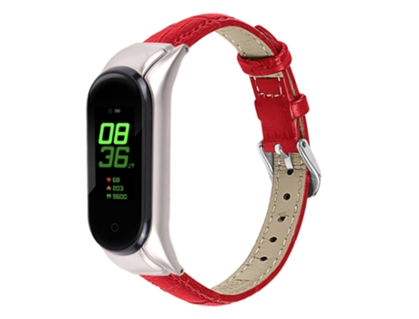 Correa de piel auténtica diseño de hebilla ajustable para Xiaomi Mi Band 7 - tinto