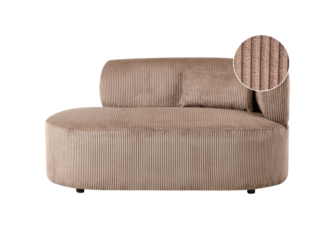 Chaise longue derecha de Beliani Vanvey en pana color arena, 147x78x73 cm
