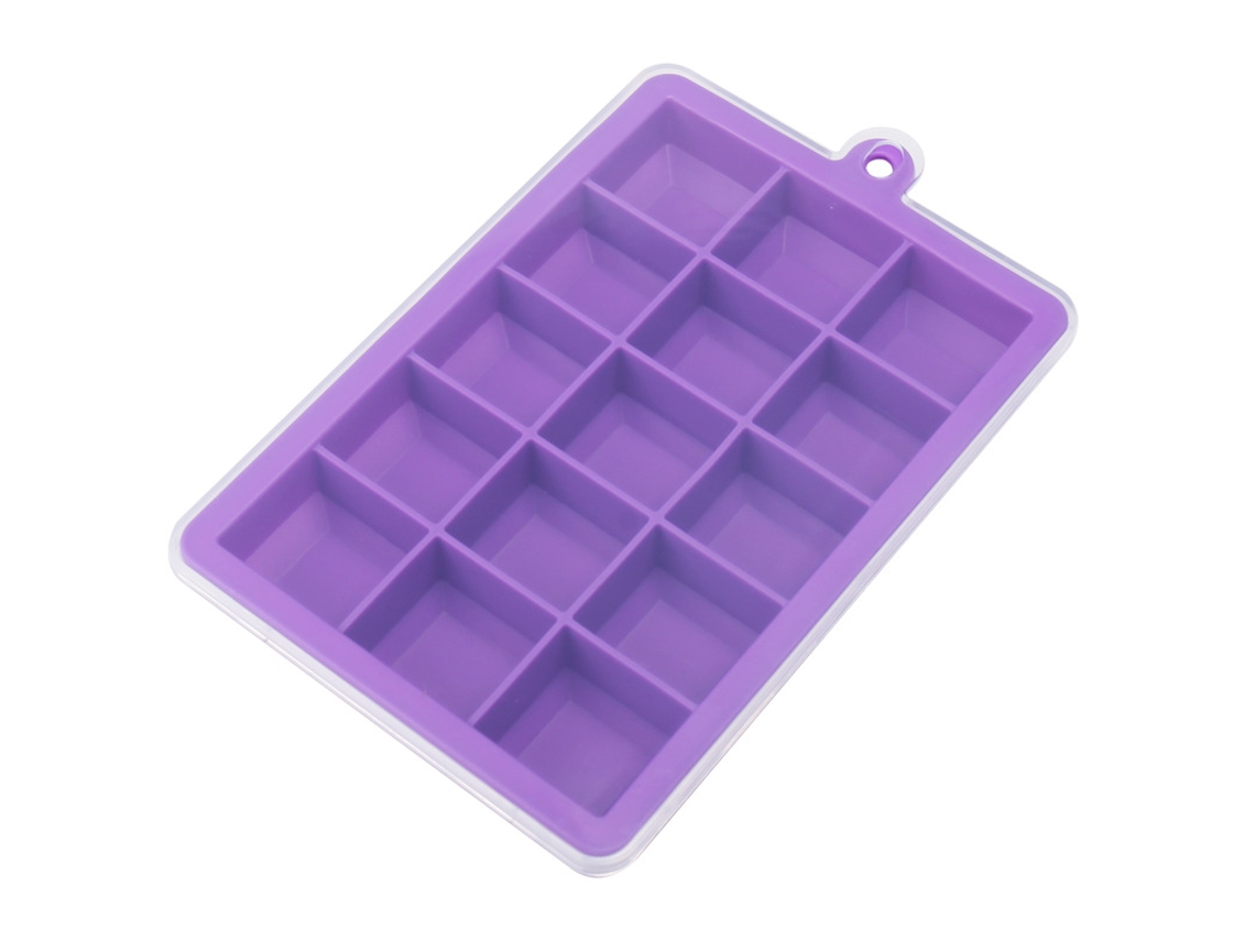 Bandeja para cubitos de hielo con 15 cavidades, silicona, morada Tommy01