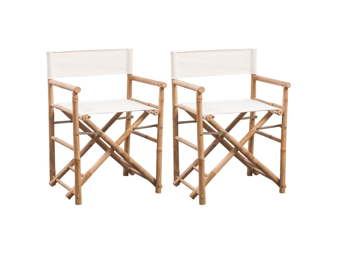 Sillas de director plegables (2 unidades), bambú y lona, Dkd Home Decor
