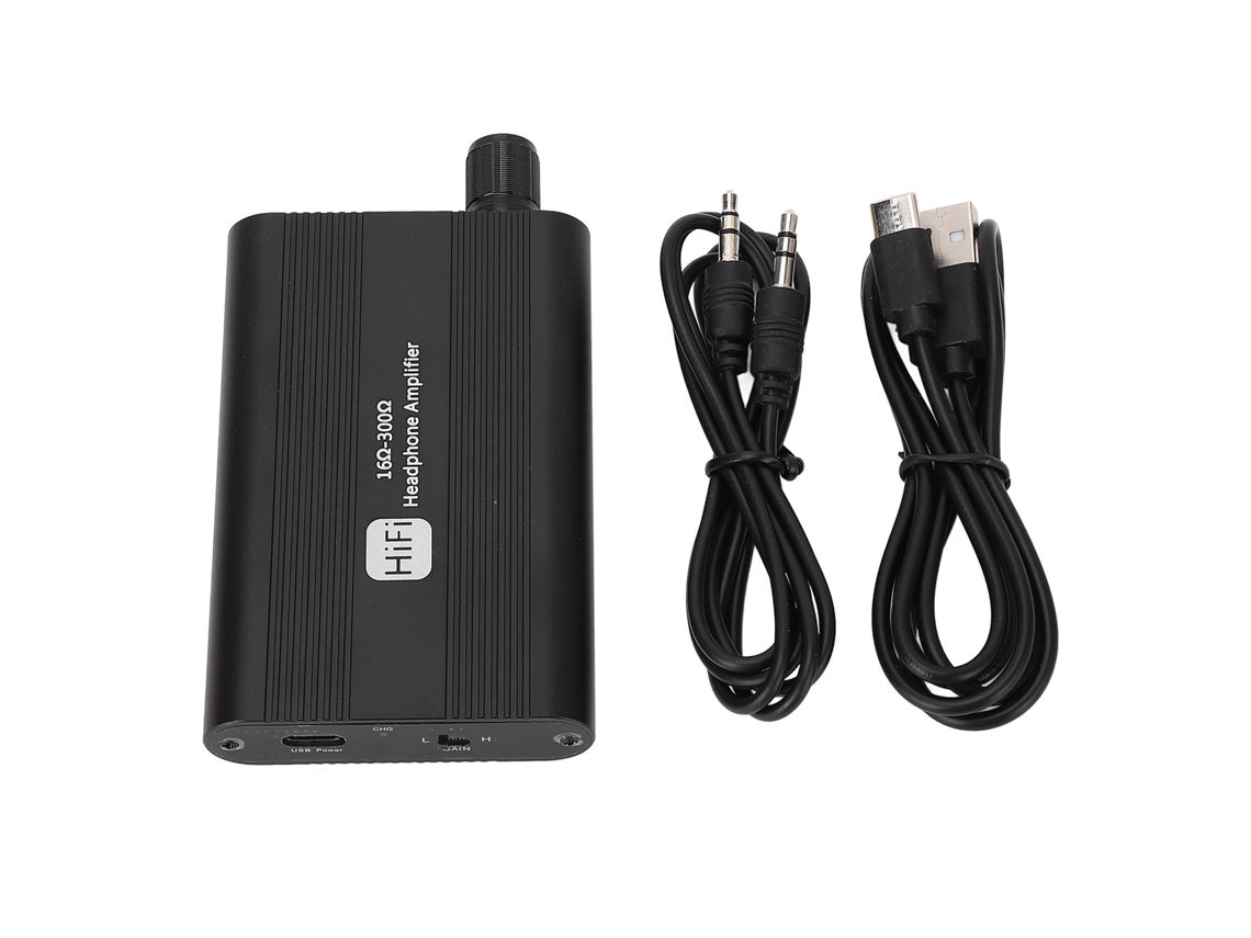 Amplificador De Auriculares Hifi Portátil Con Control De Volumen Y Graves, Recargable Con Conector De 3,5 Mm.