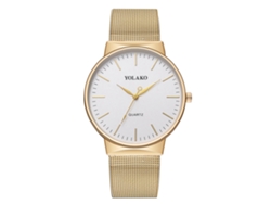 Reloj De Pulsera Analógico De Cuarzo Yolako Yk132 Para Hombre, Color Dorado, Con Eslabones Redondos, A La Moda.