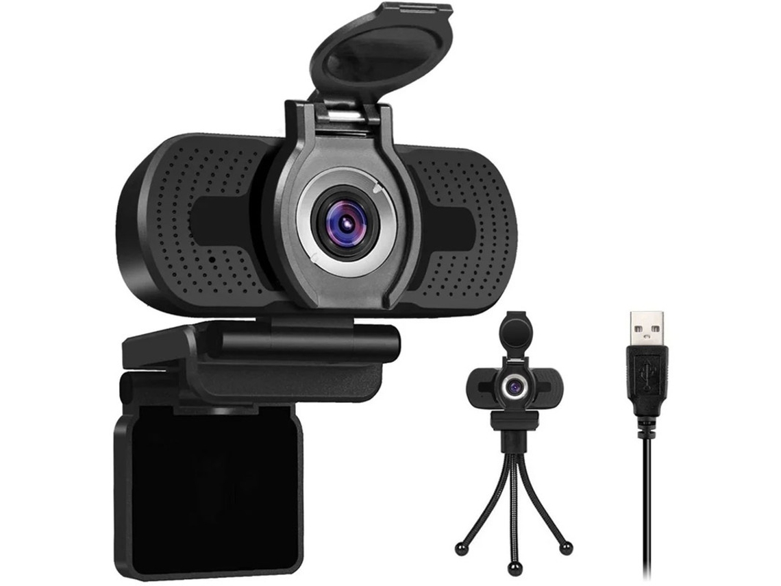 Cámara web 1080P con micrófono, cámara web USB para computadora, cámara web Plug and Play para computadoras de escritorio y portátiles, negra Bestvite