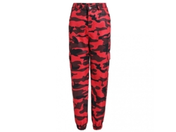 2026-13087-pantalones Cargo Camuflaje Para Mujer Estilo Hip Hop Baggy Con Bolsillos Elásticos En Tobillos 2xl Borgoña