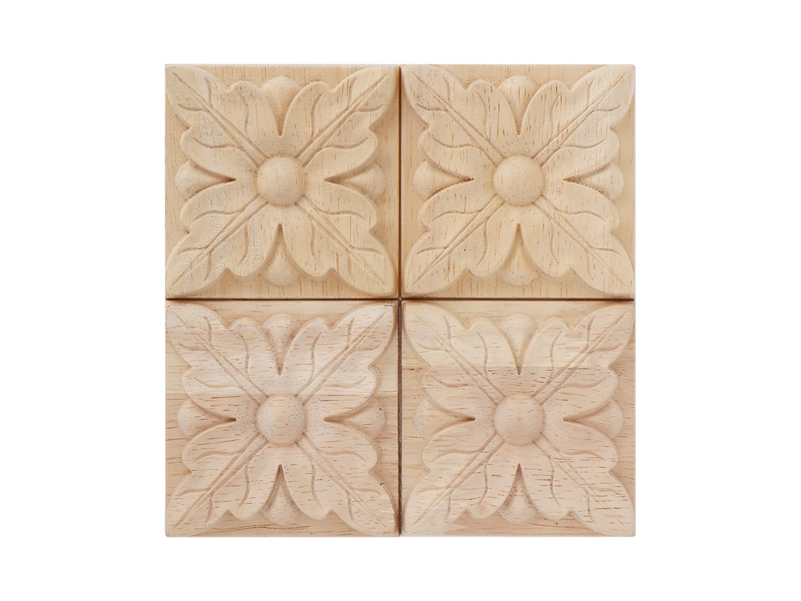 Piezas De Apliques Cuadrados De Madera Tallada Para Decoración De Muebles (a)