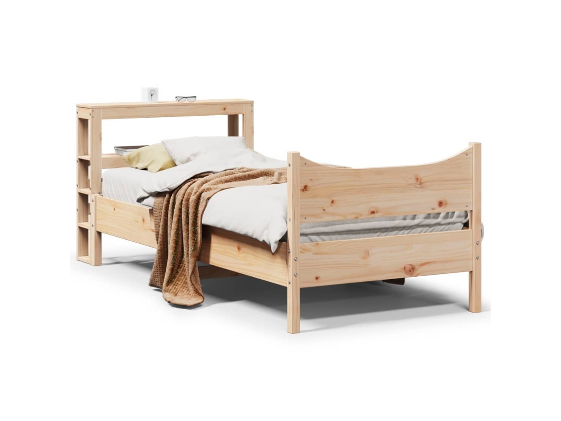 Estructura De Cama Con Cabecero Madera Maciza De Pino 90x200 Cm