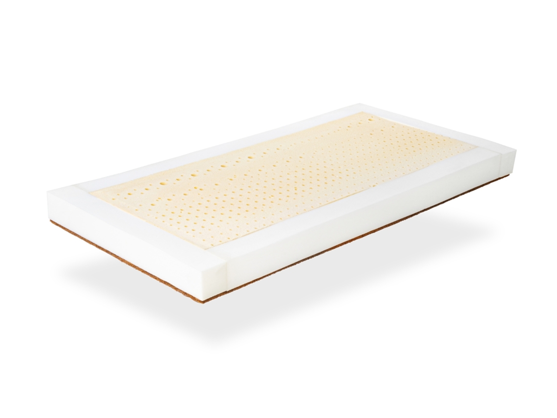 Colchón de látex de 60x120 cm, 11 cm de grosor, 100% látex y coco. Con funda. Tejido 100% organza.