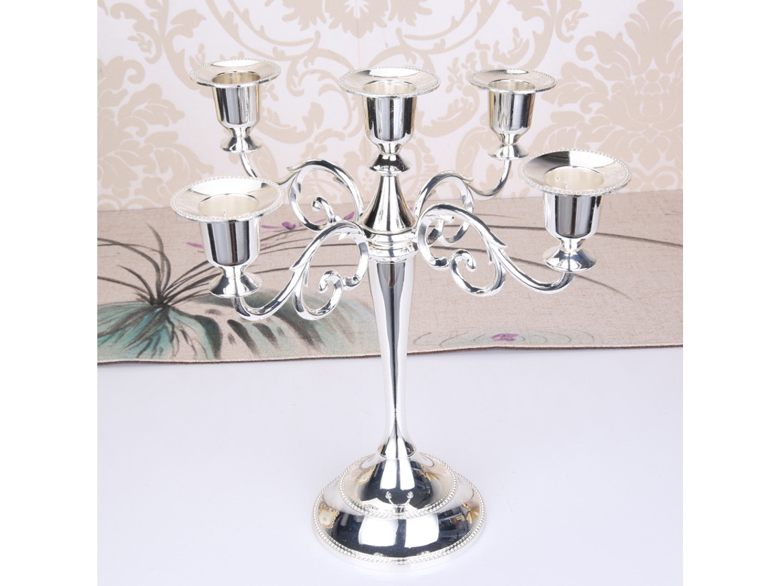 Candelabro De Plata De Cinco Cabezas, Adorno De Estilo Europeo Para Cenas A La Luz De Las Velas, Restaurantes, Hoteles Y Decoración Del Hogar.