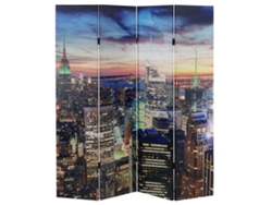 Biombo divisor de ambientes de 4 paneles con 28 LED, 180x160cm, diseño Nueva York Par04020
