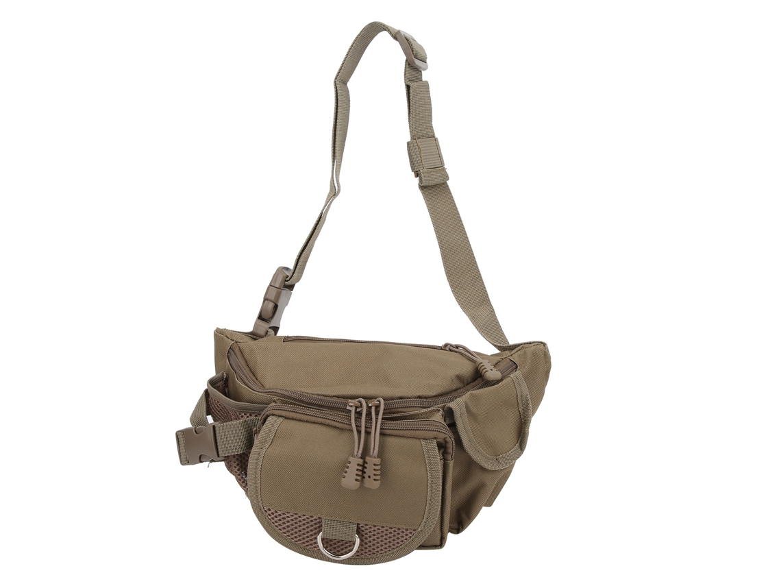 Bolsa De Pesca Portátil De Poliéster Color Caqui Con Cinturón Ajustable Para Pesca, Senderismo Y Escalada.
