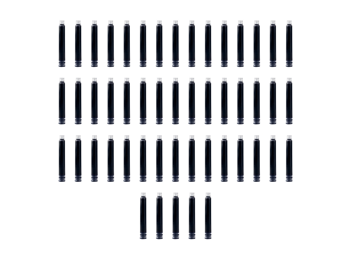 50 Cartuchos De Tinta Para Caneta Estilográfica 3.4 Mm Preto Recarregável