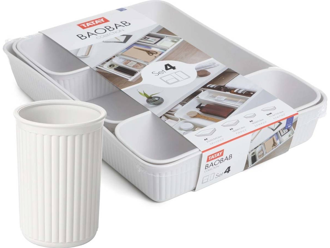 Juego 5 Organizadores TATAY Baobab Pergamon (Blanco - Plástico - 25 x 33.6 x 5.6 cm)