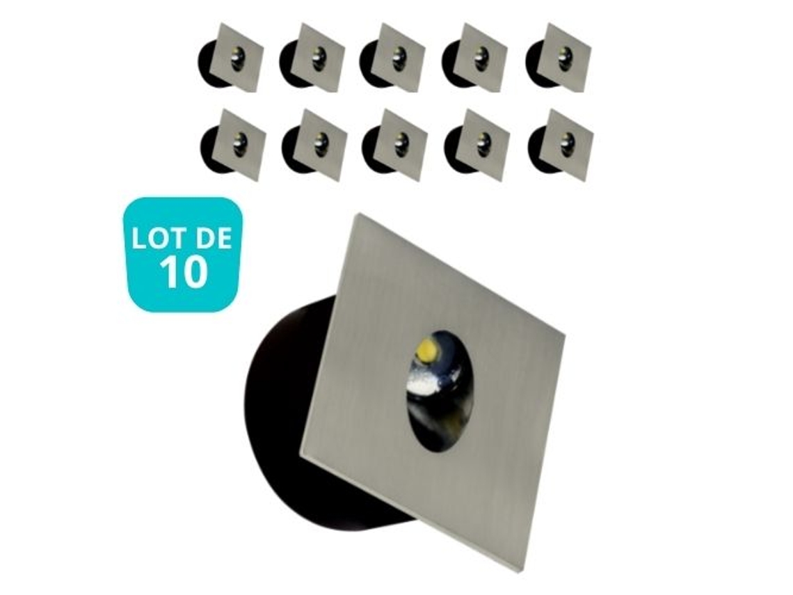 Conjunto de 10 LED LED Mat de la pared de pared CROME 3W 4000K HOROZ ELECTRIC