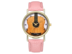 Reloj De Pulsera De Moda Con Dial Redondo Analógico Cuarzo Color Rosa