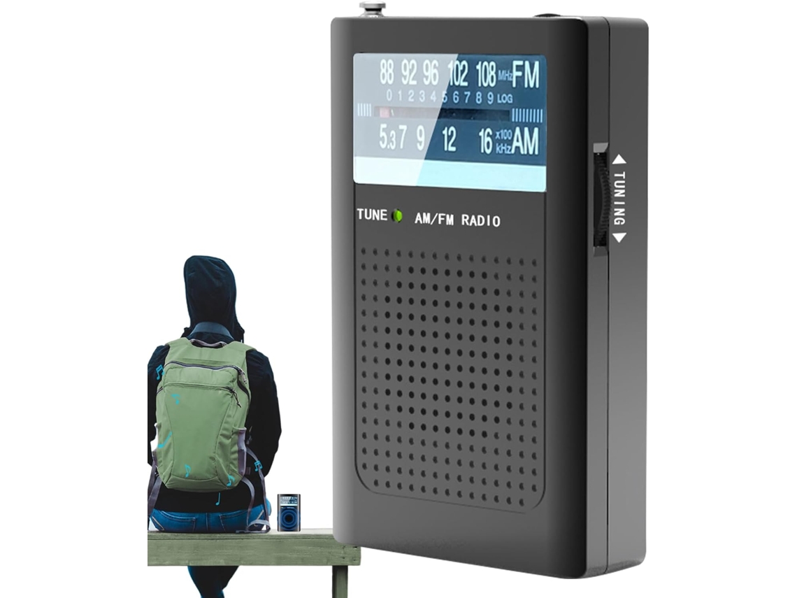 Radio portátil AM/FM, resistente a la intemperie para exteriores | Modo de viaje dual (modo viaje y económico) Gokoco