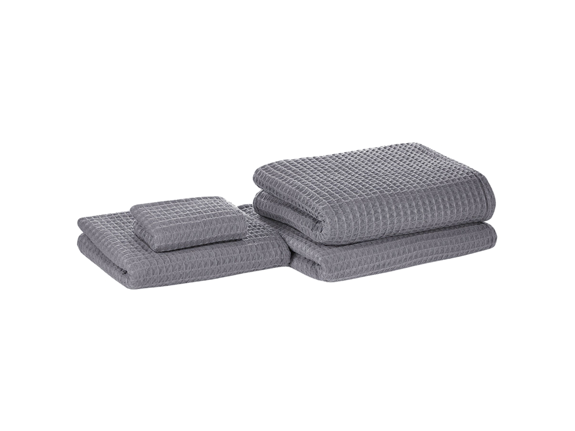 Conjunto de 4 toallas BELIANI Areora de Algodón Gris 100x1x150
