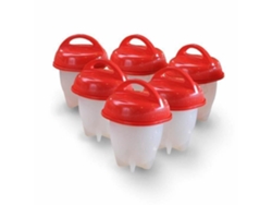SHA 6 Piezas - Serie Egglettes Cocedor de Huevos Huevos Duros Sin Cáscara Hueveras de Silicona Antiadherentes Rojas S/MARCA