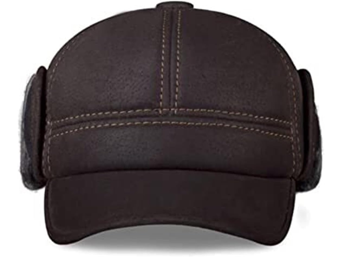 Casquette De Baseball En Cuir Véritable Homme Con Cache-oreilles Fausse Fourrure – Chaleur