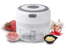Mini Procesador De Alimentos Eléctrico Blanco: Molinillo De Ajo, Carne Y Especias, Recargable Por Usb.