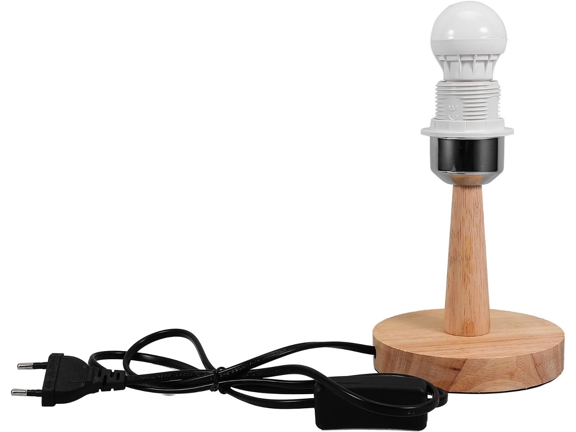 Lámpara de mesa de madera natural con base redonda, casquillo E27, base estable de 15 cm, accesorio para SFUSHOS.